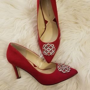 Red statement heels